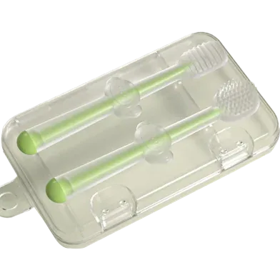 Baby Hand brush Children's Silica Gel Dimensional Body Milk for Training Toothbrush Set, Safe Silicone Brush Soft-bristled Teether - 2 pcs - CN - Rokomari product